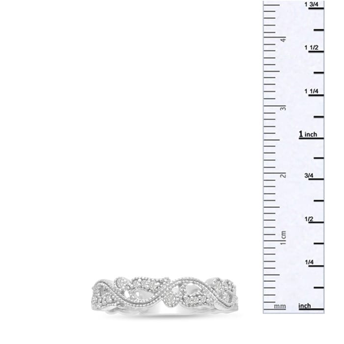 1/5 Carat Floral Diamond Wedding Band Crafted In 14 Karat White Gold