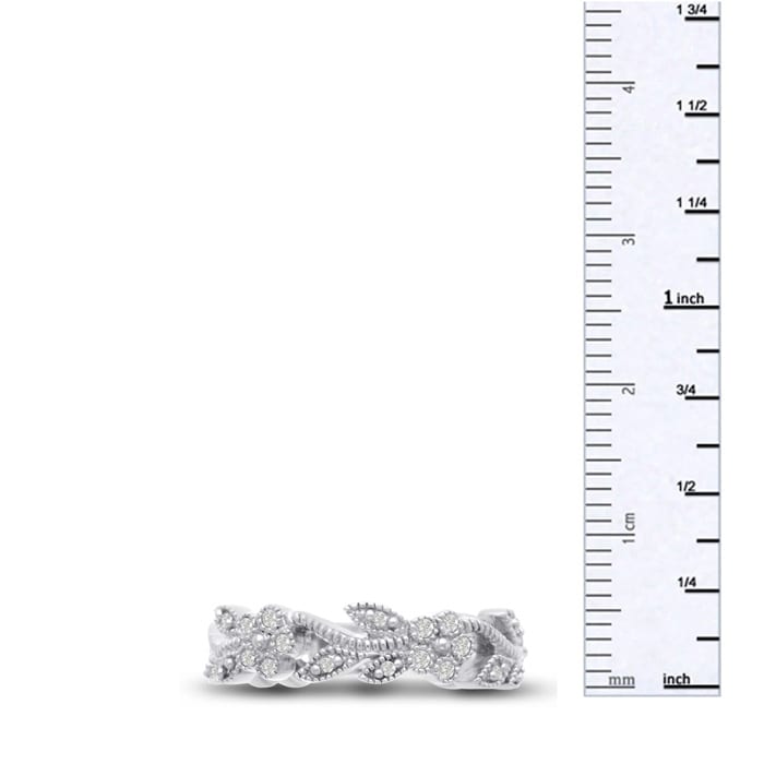 1/3 Carat Floral Diamond Wedding Band Crafted In 14 Karat White Gold