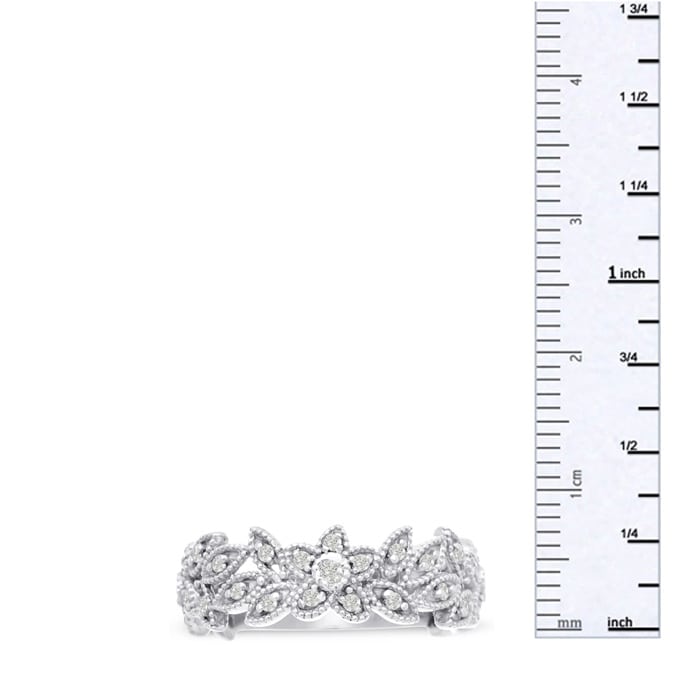 1/3 Carat Floral Diamond Wedding Band Crafted In 14 Karat White Gold