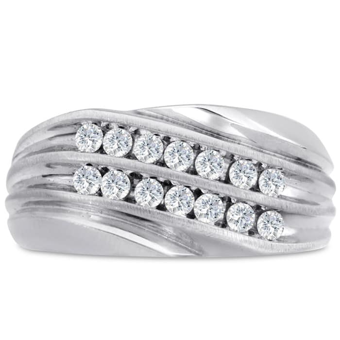 Men's 1/2ct Diamond Ring In 14K White Gold