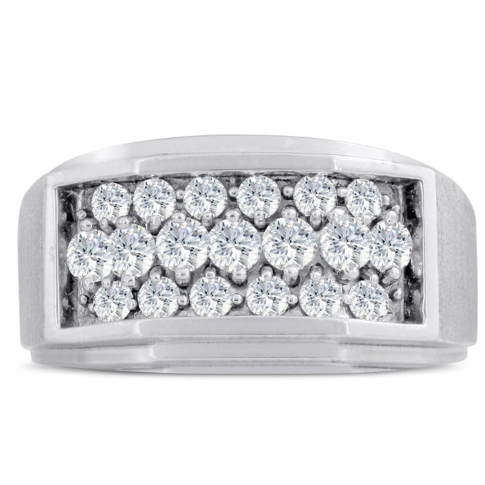 Men's 1ct Diamond Ring In 10K White Gold