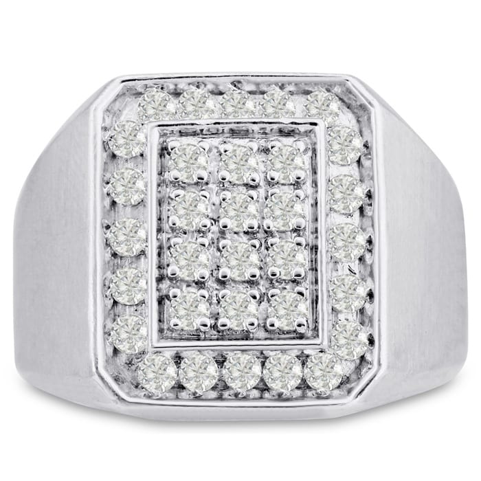 Men's 1ct Diamond Ring In 10K White Gold