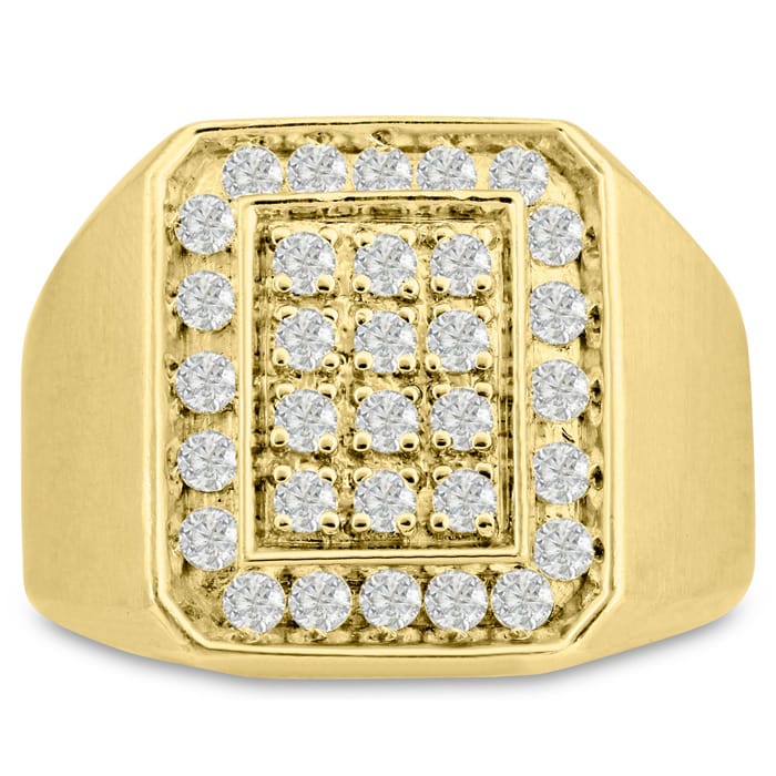 Men's 1ct Diamond Ring In 14K Yellow Gold