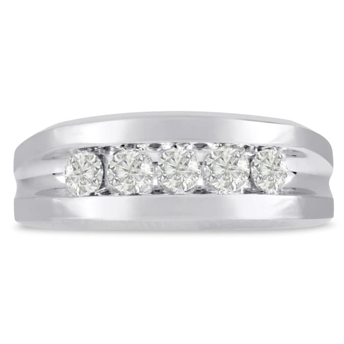 Men's 3/4ct Diamond Ring In 14K White Gold
