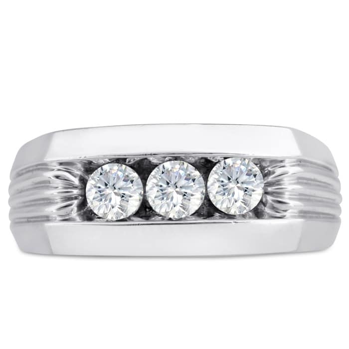 Men's 3/4ct Diamond Ring In 14K White Gold