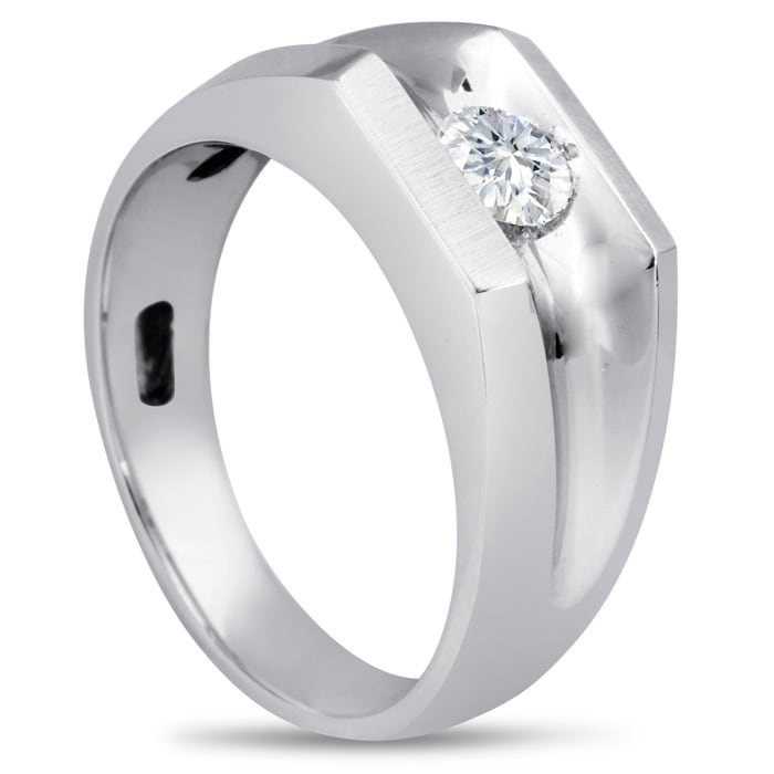 Men's 1/2ct Diamond Ring In 14K White Gold