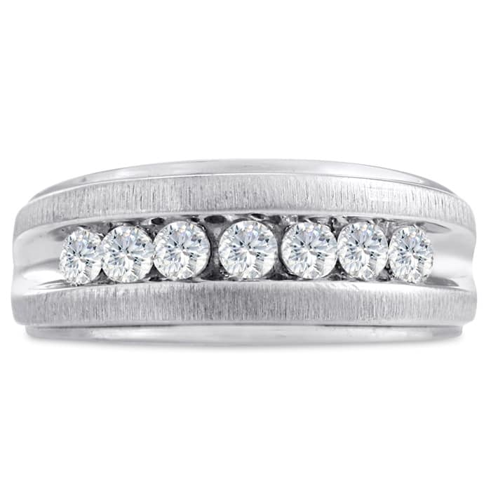 Men's 3/4ct Diamond Ring In 14K White Gold