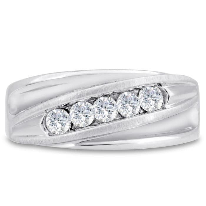 Men's 3/5ct Diamond Ring In 14K White Gold