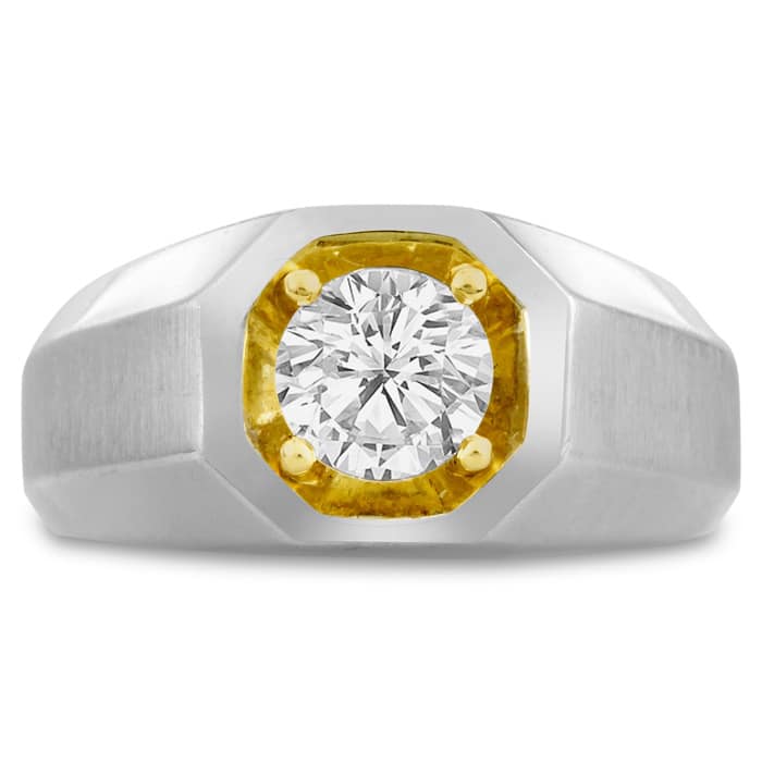 Men's 1ct Diamond Ring In 14K Two-Tone Gold