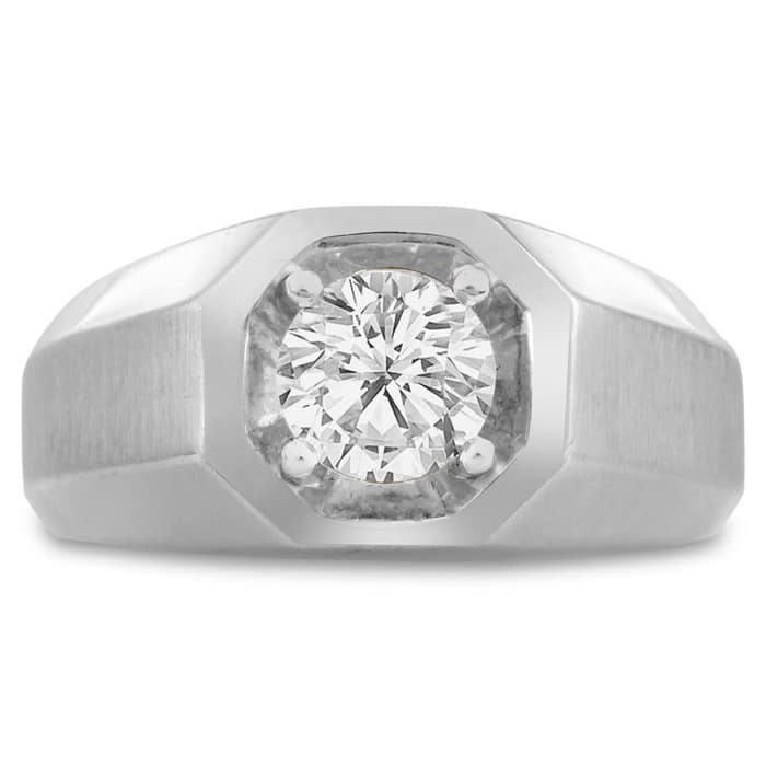 Men's 1ct Diamond Ring In 14K White Gold