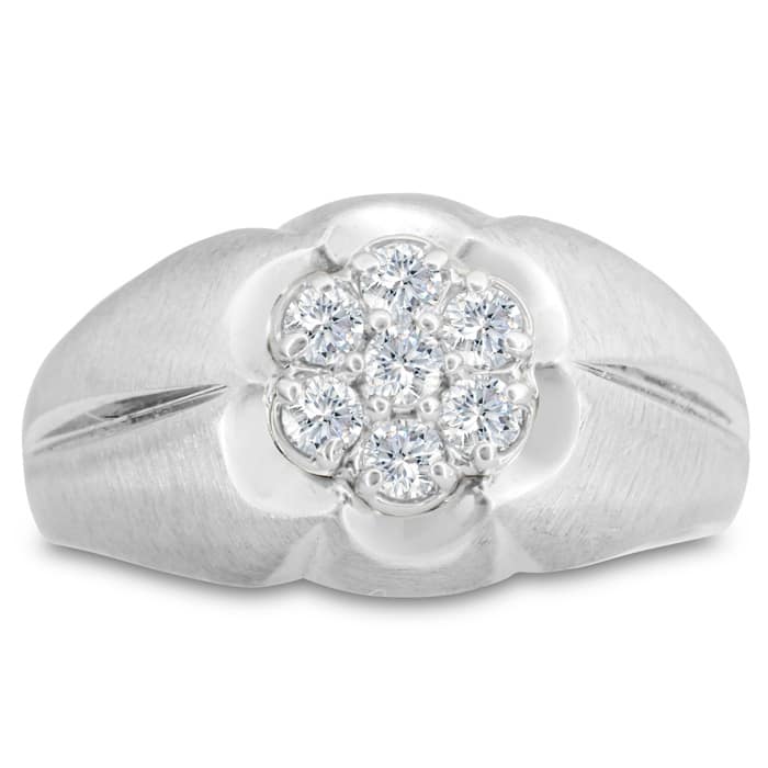 Men's 1/2ct Diamond Ring In 10K White Gold