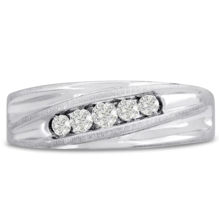 Men's 1/4ct Diamond Ring In 10K White Gold