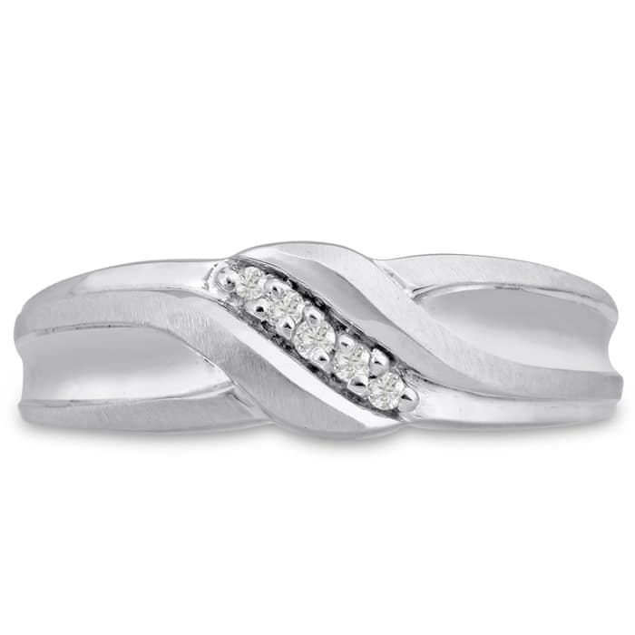 Men's 1/10ct Diamond Ring In 10K White Gold