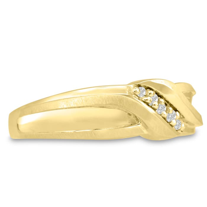 Men's 1/10ct Diamond Ring In 14K Yellow Gold