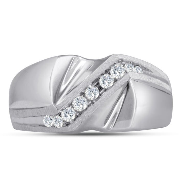 Men's 1/4ct Diamond Ring In 10K White Gold
