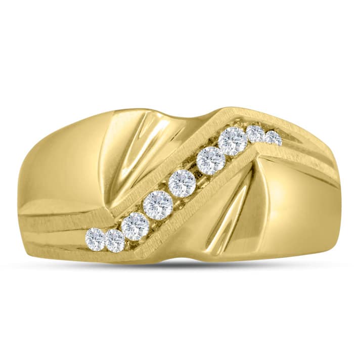 Men's 1/4ct Diamond Ring In 14K Yellow Gold