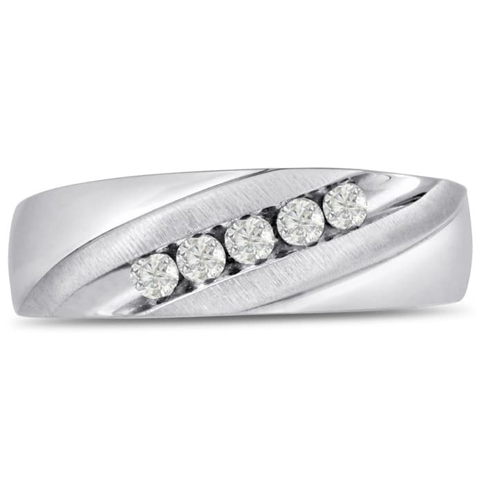 Men's 1/4ct Diamond Ring In 10K White Gold