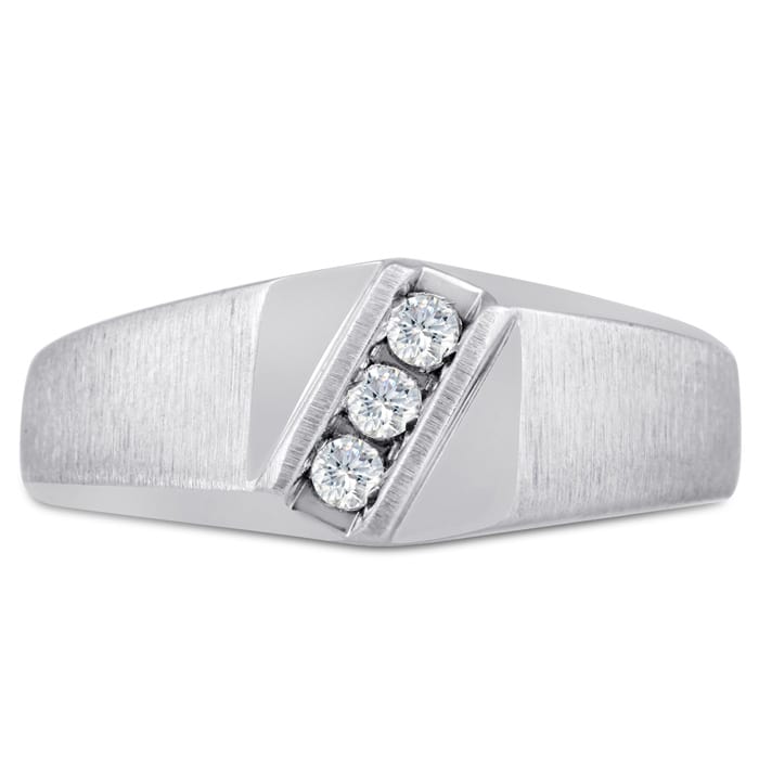 Men's 1/10ct Diamond Ring In 10K White Gold