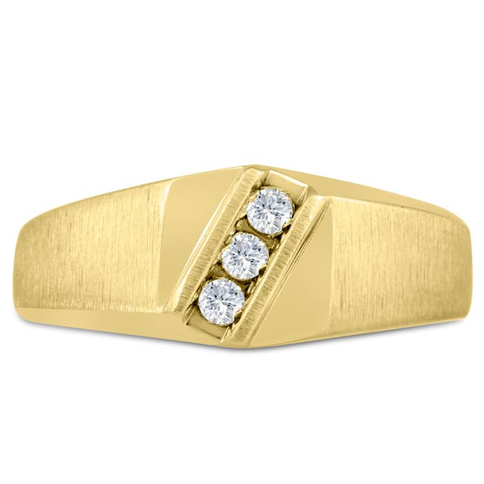 Men's 1/10ct Diamond Ring In 10K Yellow Gold