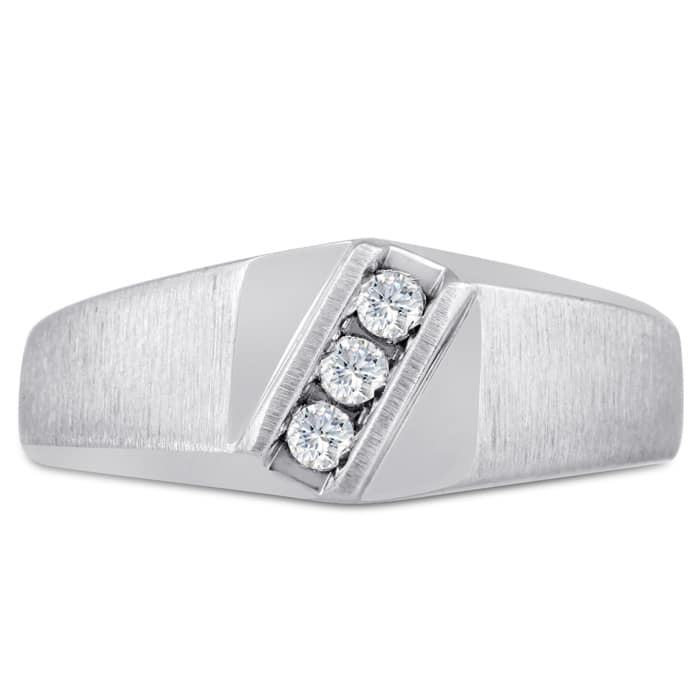 Men's 1/10ct Diamond Ring In 14K White Gold