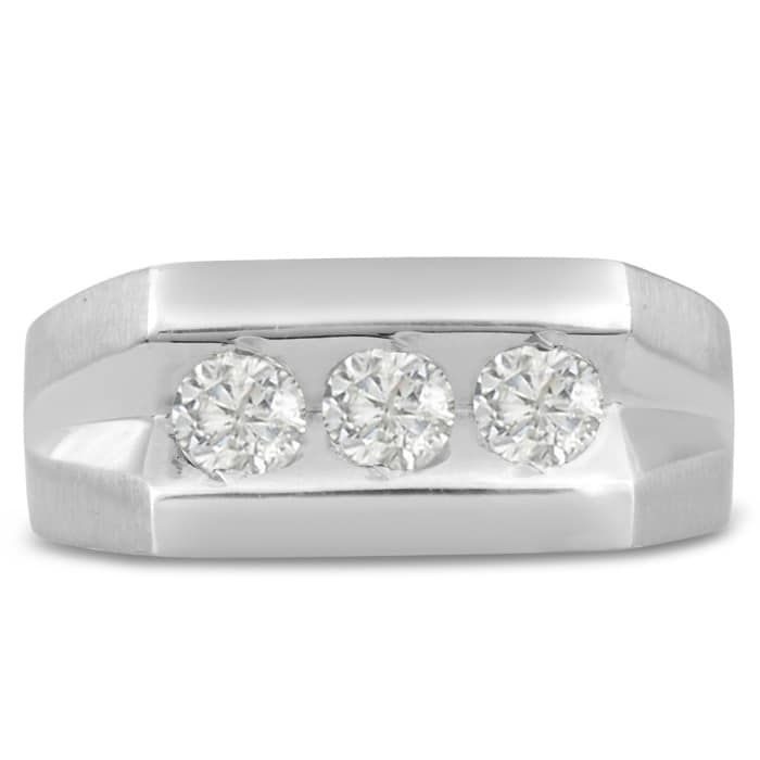 Men's 1ct Diamond Ring In 14K White Gold