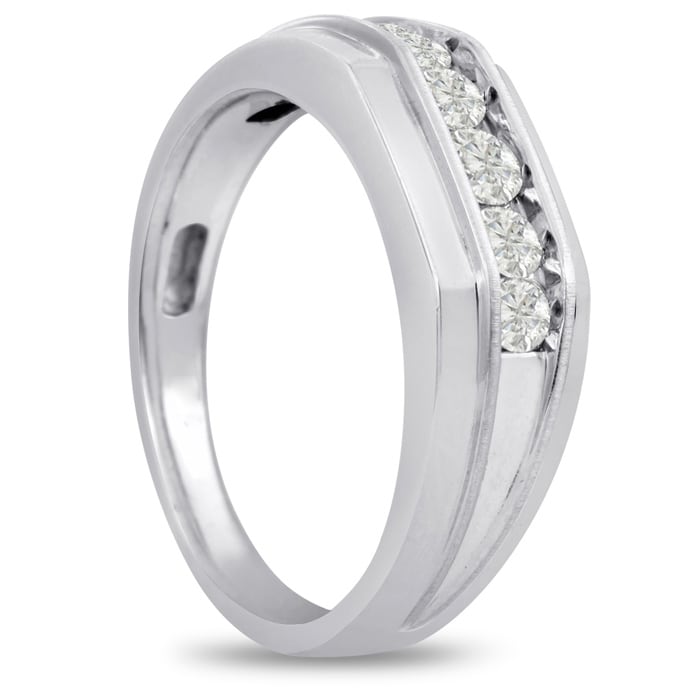 Men's 1/2ct Diamond Ring In 10K White Gold