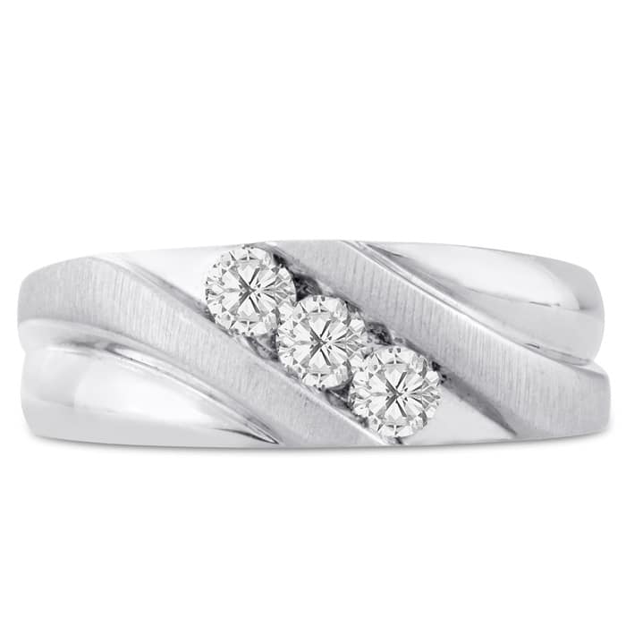 Men's 1/2ct Diamond Ring In 14K White Gold