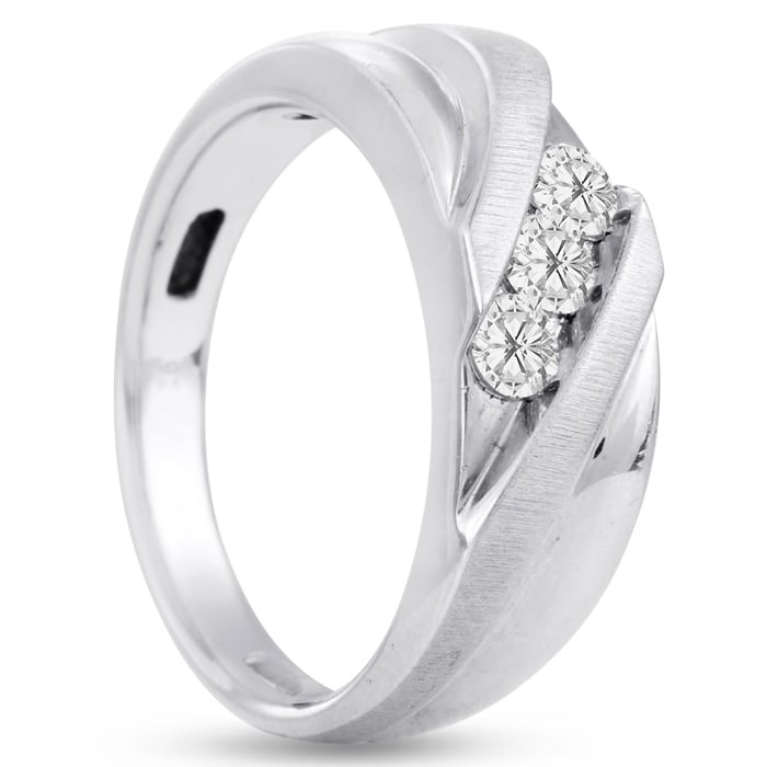 Men's 1/2ct Diamond Ring In 14K White Gold