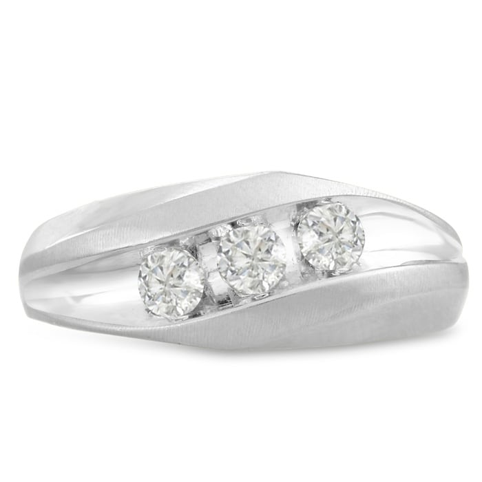 Men's 3/4ct Diamond Ring In 14K White Gold