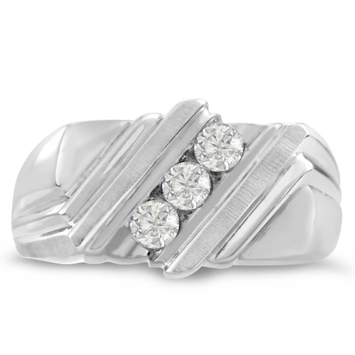 Men's 1/4ct Diamond Ring In 10K White Gold