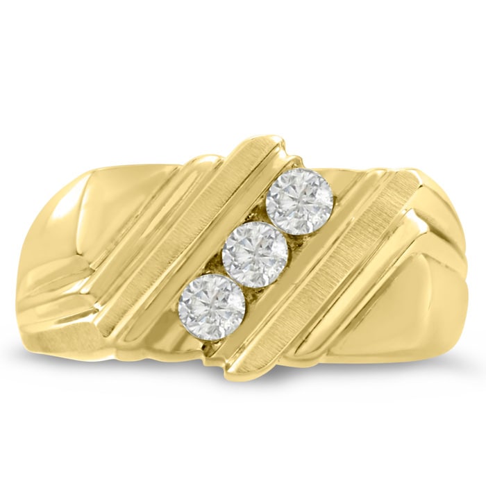 Men's 1/4ct Diamond Ring In 10K Yellow Gold