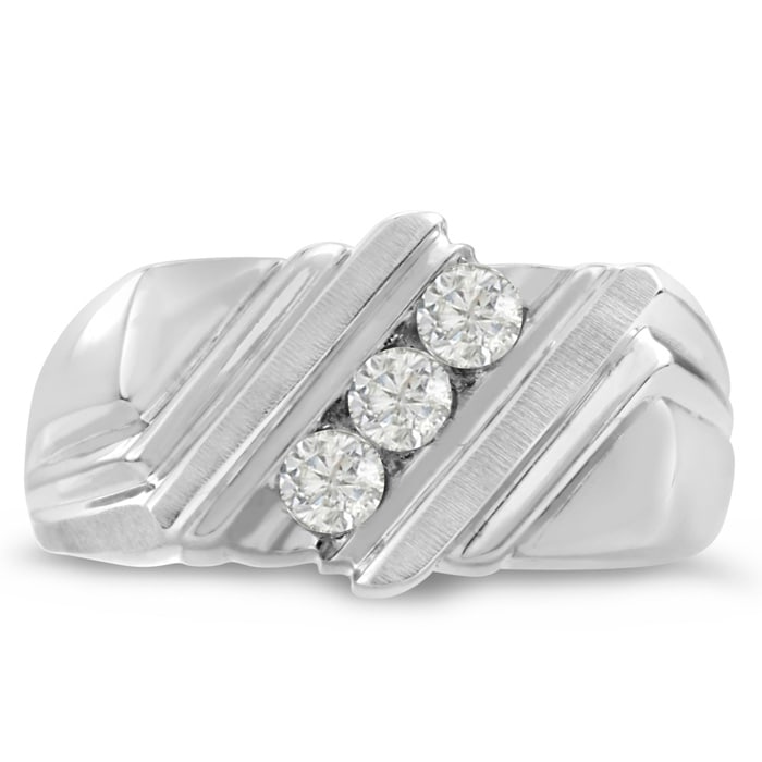 Men's 1/4ct Diamond Ring In 14K White Gold