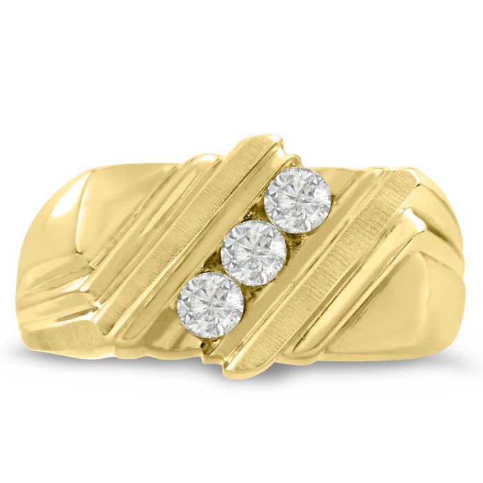 Men's 1/4ct Diamond Ring In 14K Yellow Gold