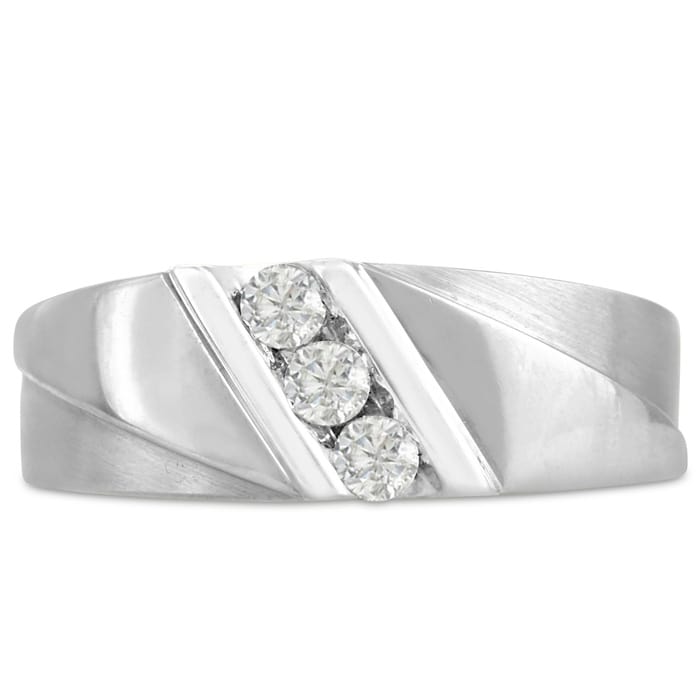 Men's 1/4ct Diamond Ring In 14K White Gold