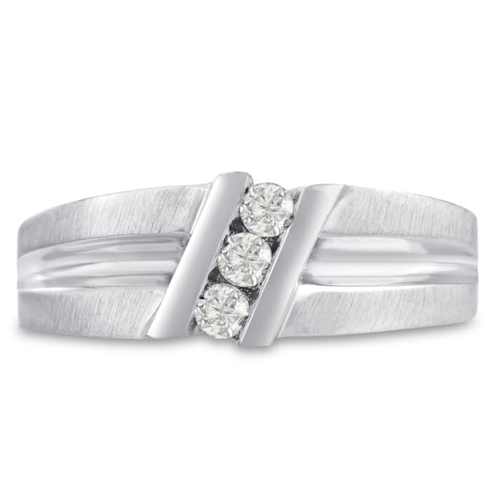 Men's 1/4ct Diamond Ring In 10K White Gold