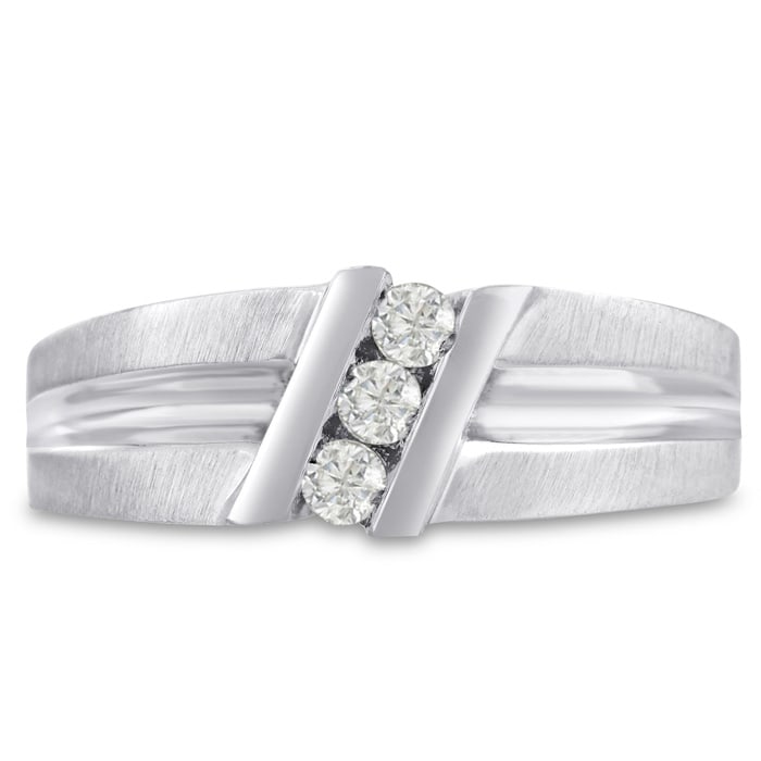 Men's 1/4ct Diamond Ring In 14K White Gold