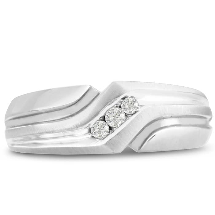Men's 1/10ct Diamond Ring In 14K White Gold