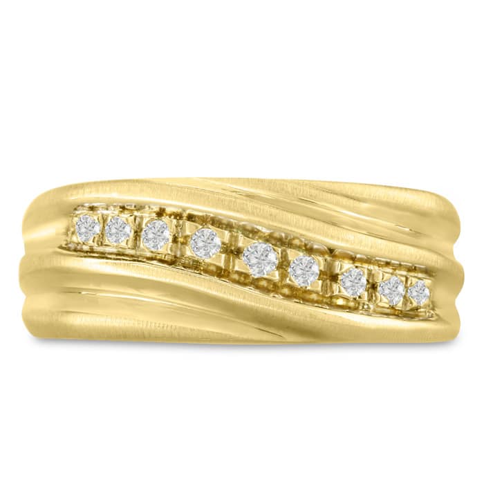 Men's 1/10ct Diamond Ring In 14K Yellow Gold