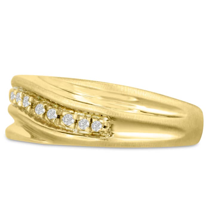 Men's 1/10ct Diamond Ring In 14K Yellow Gold
