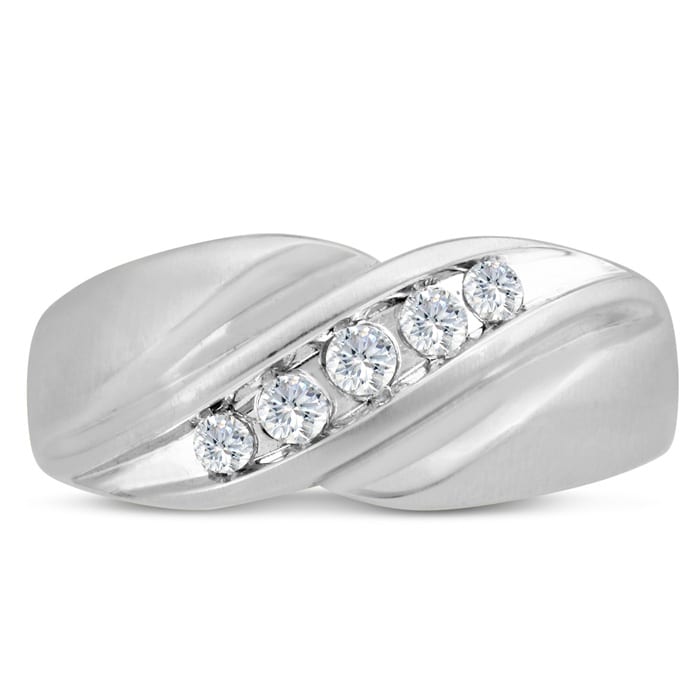 Men's 1/3ct Diamond Ring In 10K White Gold