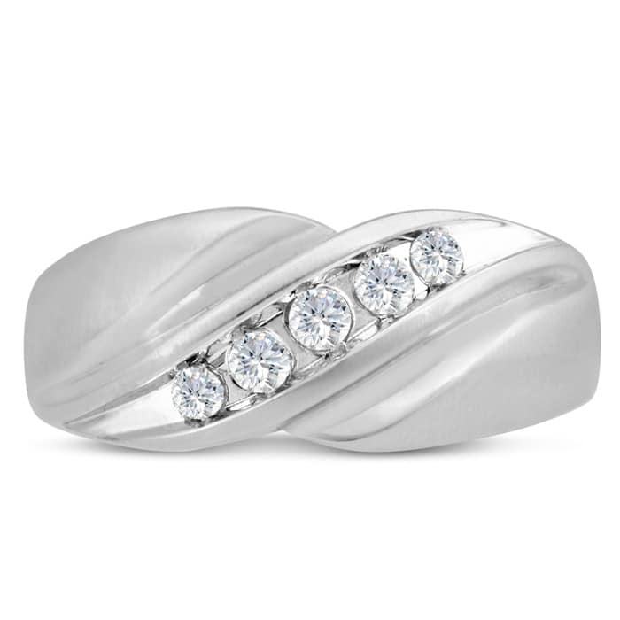 Men's 1/3ct Diamond Ring In 14K White Gold
