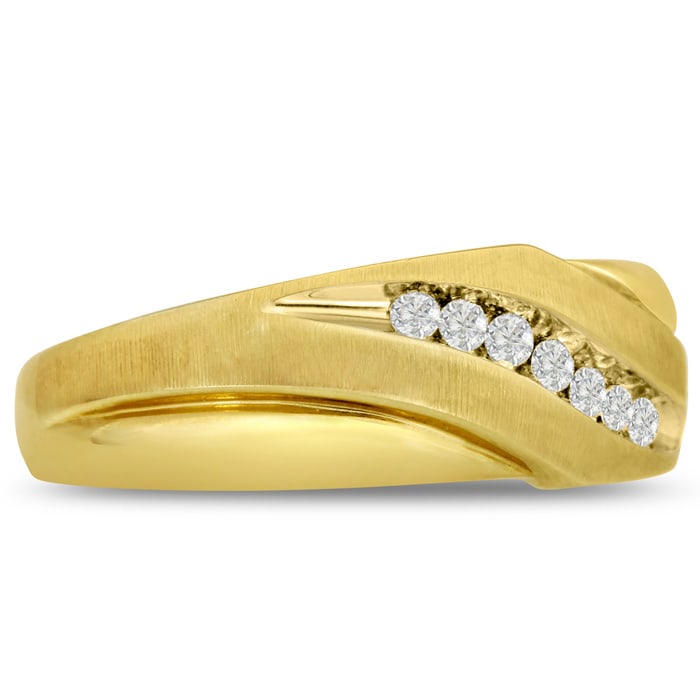 Men's 1/10ct Diamond Ring In 14K Yellow Gold