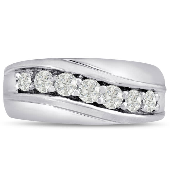 Men's 1ct Diamond Ring In 10K White Gold