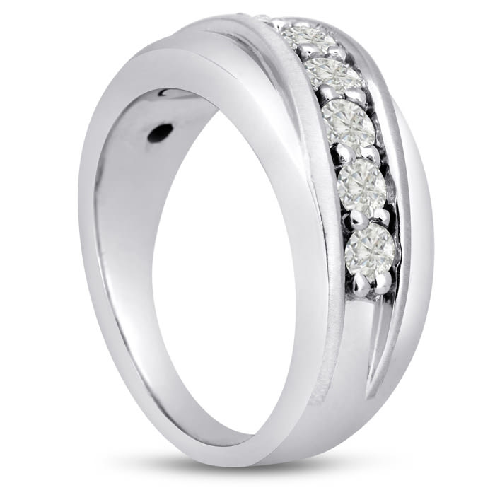 Men's 1ct Diamond Ring In 10K White Gold