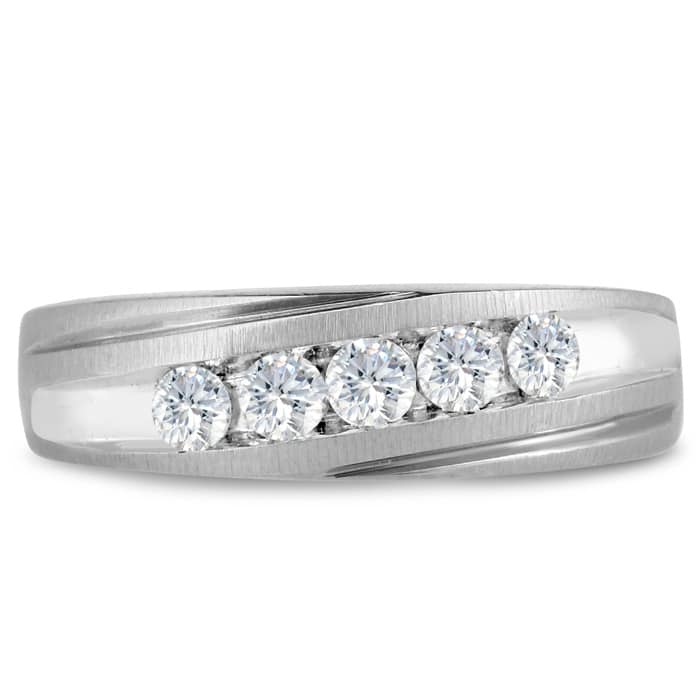 Men's 1/2ct Diamond Ring In 14K White Gold