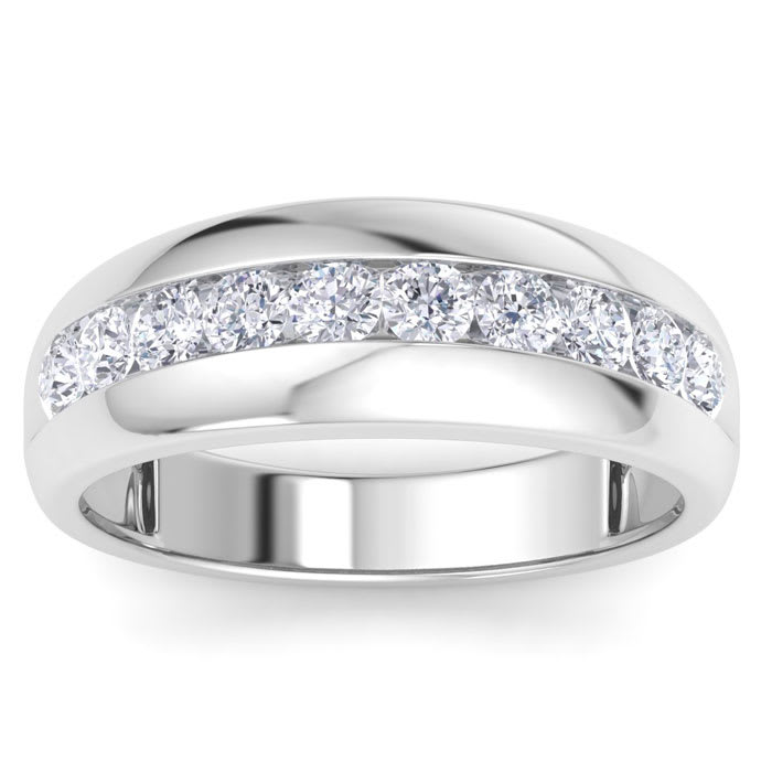 Men's 1ct Diamond Ring In 14K White Gold