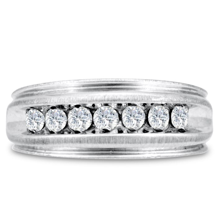 Men's 1/2ct Diamond Ring In 14K White Gold