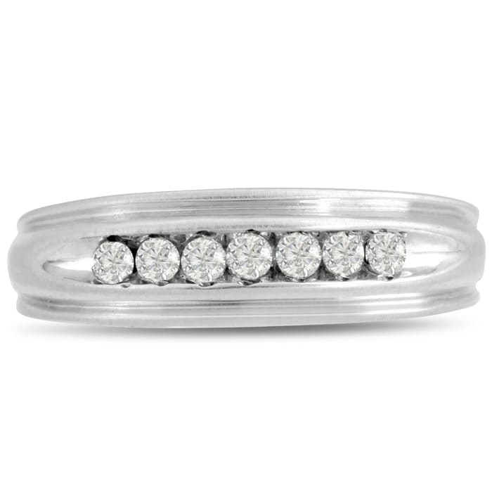 Men's 1/4ct Diamond Ring In 10K White Gold