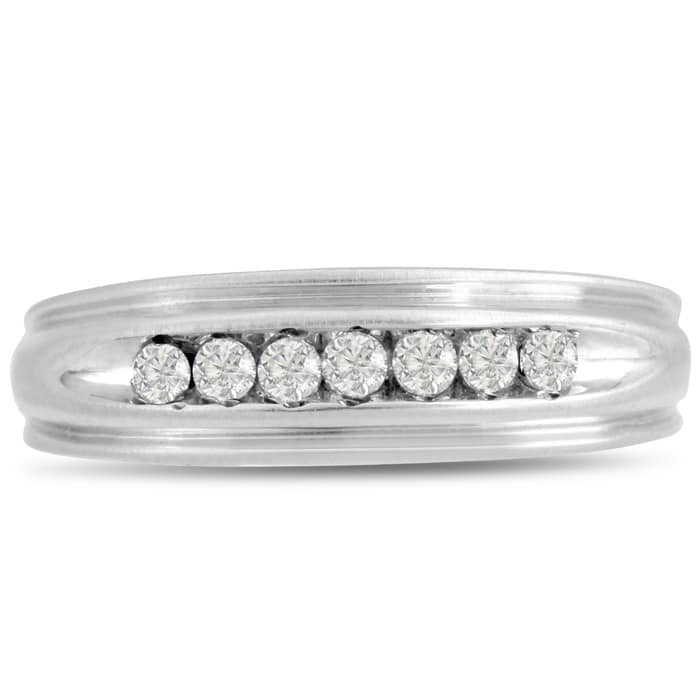 Men's 1/4ct Diamond Ring In 14K White Gold