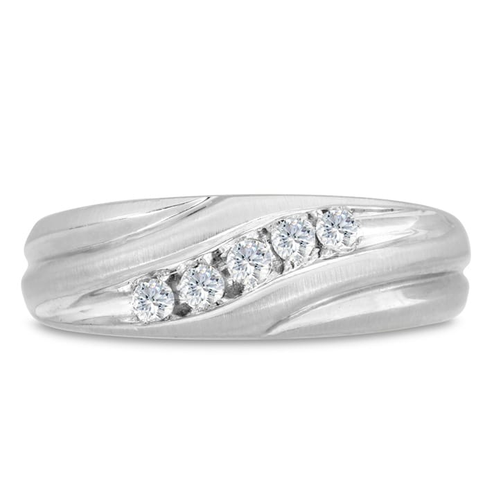Men's 1/4ct Diamond Ring In 10K White Gold